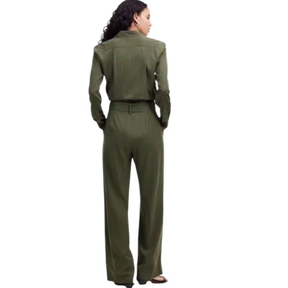 NWT Madewell Relaxed Tie Waist Wide Leg Jumpsuit | Size 10 & 12 | Army Green - Picture 4 of 12